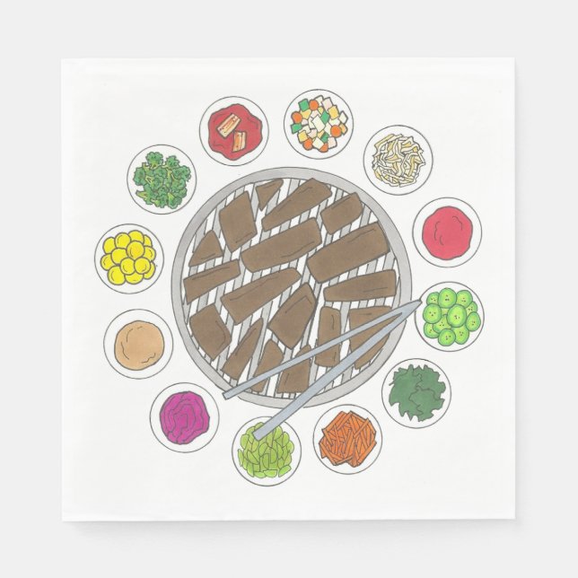 Korean BBQ Barbecue Roast Bulgogi Banchan Food Napkin (Front)