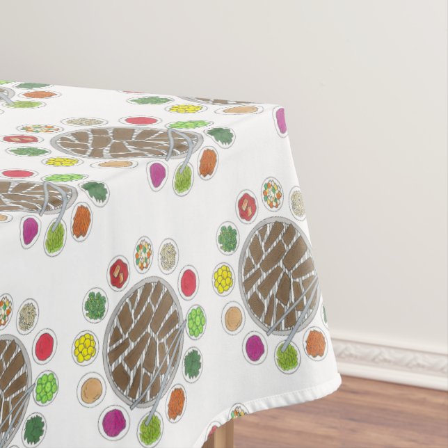 Korean BBQ Barbecue Roast Bulgogi Banchan Food Tablecloth (In Situ)