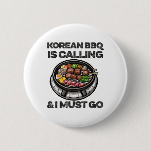 Korean Bbq Funny Korean Barbecue Food Lover Asian  6 Cm Round Badge