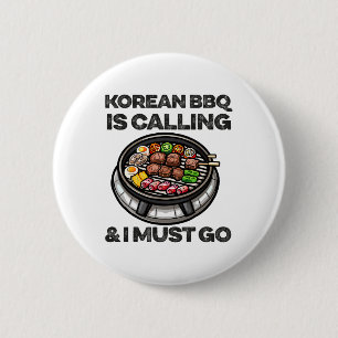 Korean Bbq Funny Korean Byrbecue Food Lover Asian  6 Cm Round Badge