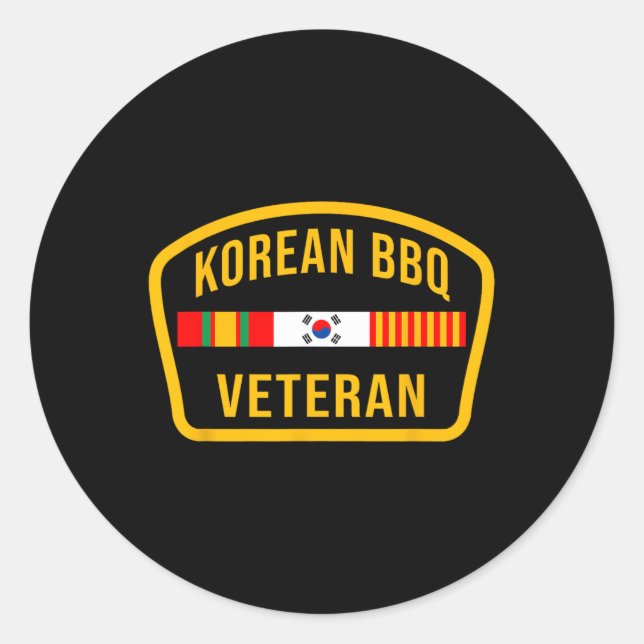 Korean Bbq Veteran Funny Food Lover Gym Cheat Day  Classic Round Sticker (Front)