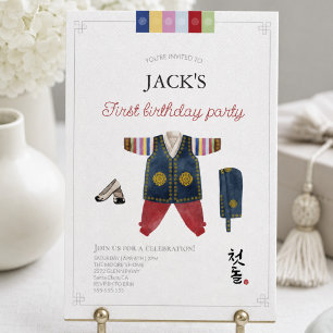 Korean boy Hanbok Dol Janchi the first birthday  Invitation