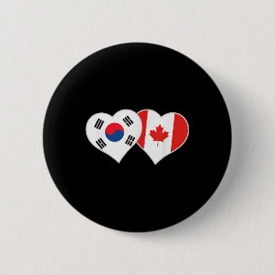 Korean Canadian Flag Heart South Korea Canada 6 Cm Round Badge
