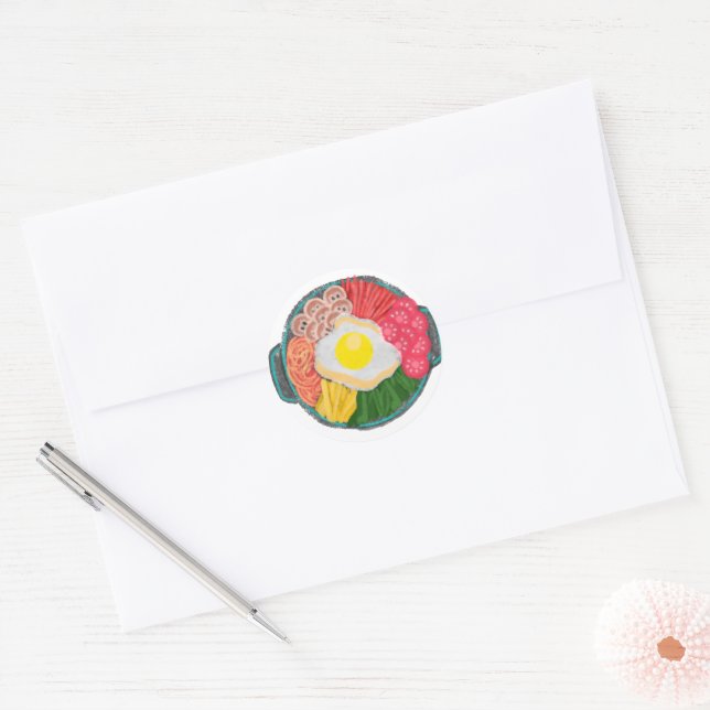 Korean Cuisine Delight Classic Round Sticker (Envelope)