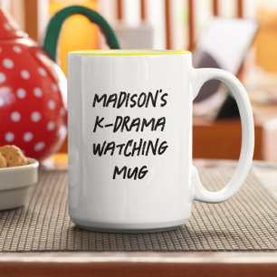 Korean Drama Watching Personalised Two-Tone Coffee Mug