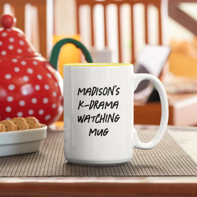 Korean Drama Watching Personalised Two-Tone Coffee Mug (Creator Uploaded)