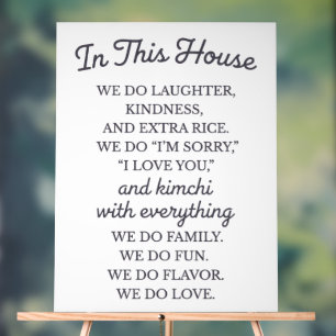 Korean Family "In This House" Acrylic Sign