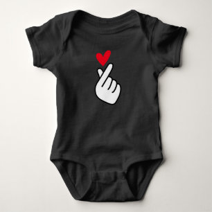 Korean finger heart baby bodysuit