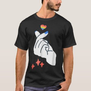 Korean Finger Heart Gay LGBTQ Kpop Kdrama Love  T-Shirt