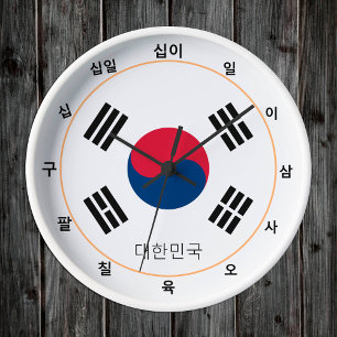 Korean Flag & South Korea fashion / Sino Korean Round Clock