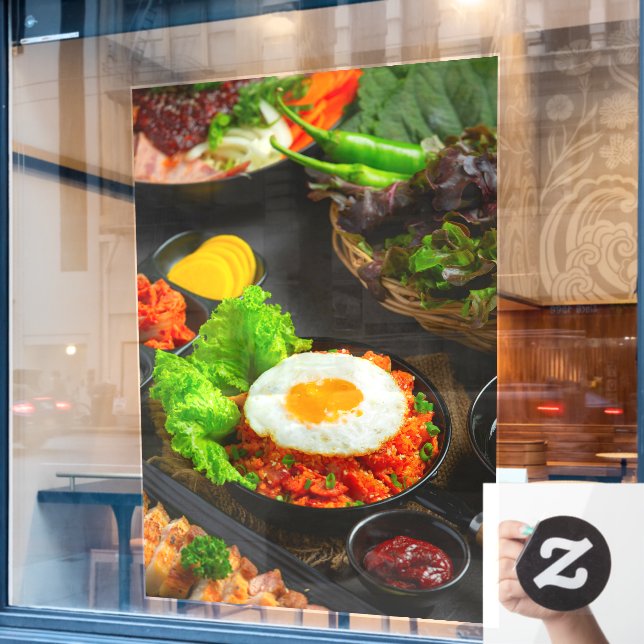 Korean Food Fried Rice Kimchi with Fried Egg  (Cafe Window)