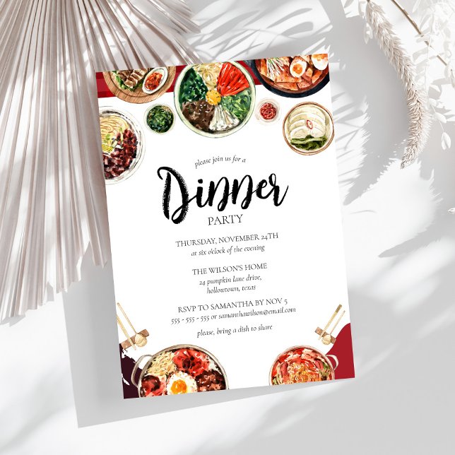 Korean Food Theme Dinner Party Invitation (Creator Uploaded)