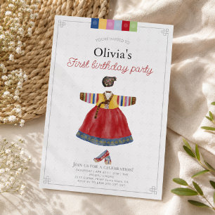 Korean Girl Hanbok Dol Janchi the first birthday  Invitation