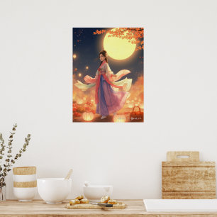 korean girl in  Mid-Autumn Festival Poster
