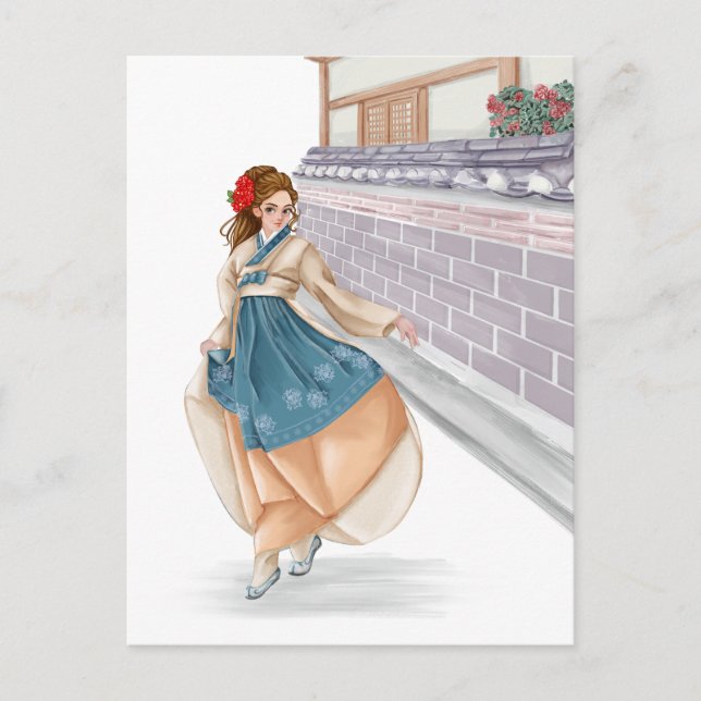 Korean girl waring hanbok post card (Front)