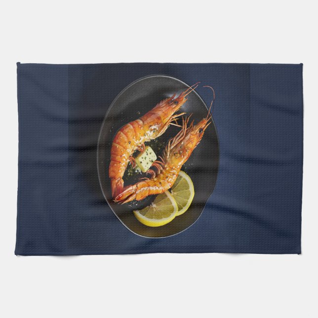 Korean Grilled King Prawn (Daegae Gui) Tea Towel (Horizontal)