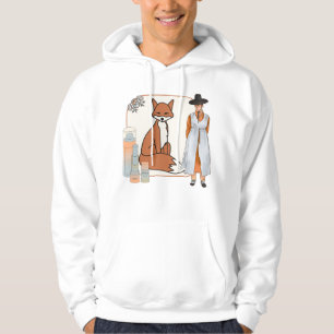Korean Hanbok Man & Red Fox Art Hoodie