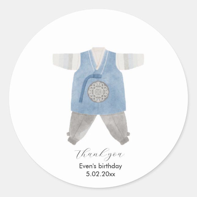 Korean Hanbok thank you sticker (Front)