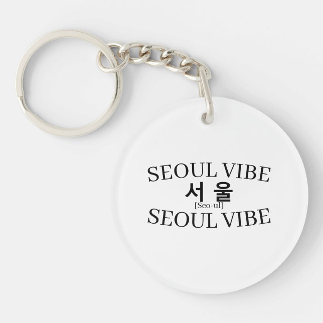 Korean Hangul City Art "Seoul" Vibe Key Ring (Front)