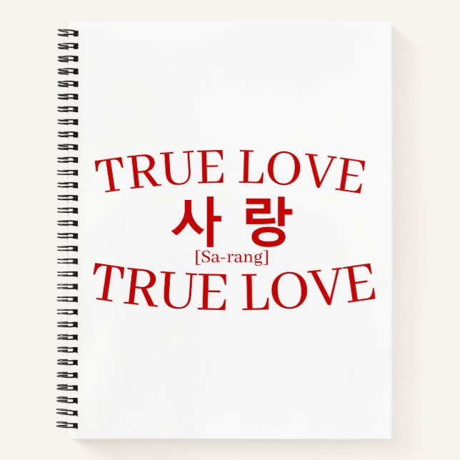 Korean Hangul "True Love" Sarang Study Notebook (Front)