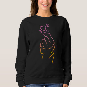 Korean Heart Fingers K Pop Heart Hand Sign Sweatshirt