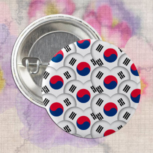Korean Hearts & Korean Flag / South Korea 3 Cm Round Badge