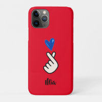 Korean K-pop Hand Heart Red Blue  iPhone Case