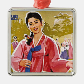 Korean Ladies Wearing Hanbok Metal Tree Decoration