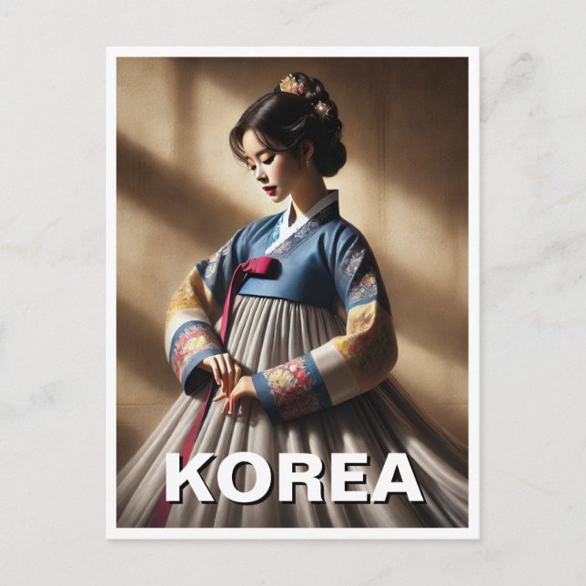Korean Lady Hanbok Traditional Dress Postcard (Front)