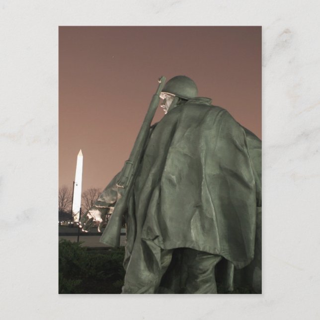 Korean Memorial and Washington Monument at night Postcard (Front)