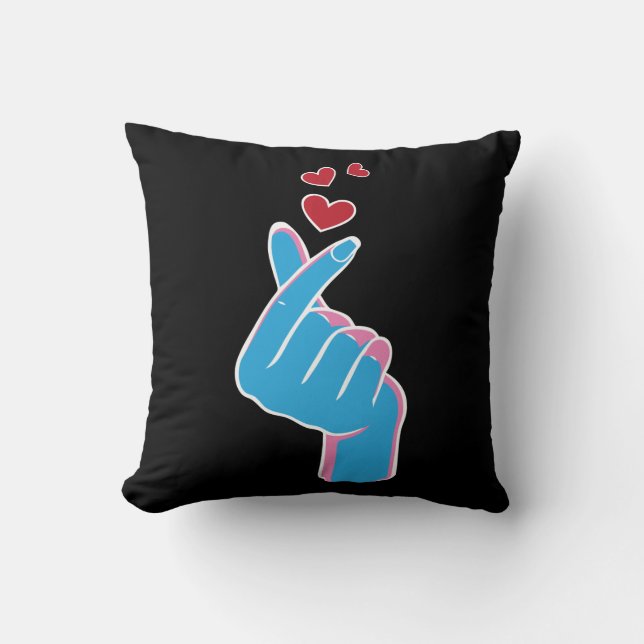 Korean Music Finger Heart Kpop Seoul Hallyu Cushion (Front)
