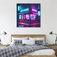 Korean Neon Coffee House LoFi Art 