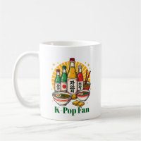 Korean Pop Culture Chest Print T-Shirt Glass Coffe