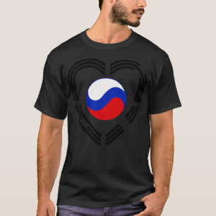 Korean Russian Multinational Patriot Flag Heart T-Shirt