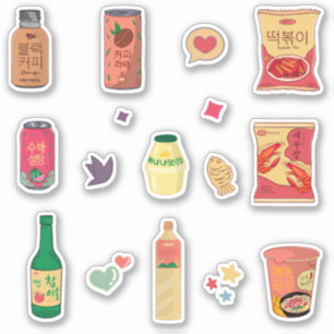 Korean snacks and drinks sticker set