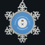 Korean (South) Angel Hanukkah Flag Personalised  Snowflake Pewter Christmas Ornament<br><div class="desc">Pewter snowflake ornament, designed for families with multiple religions, features blue and white squiggly squares for Hanukkah making up the background for this Republic of Korea flag or South Korean flag angel. Add a name, yours or someone else's for a personalised gift. Customise by adding the correct year for your...</div>
