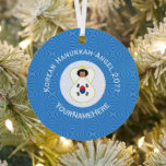 Korean (South) Hanukkah Angel Year Name Round Metal Tree Decoration<br><div class="desc">Round metal ornament with blue and white squiggly squares for Hanukkah make up the background for this Republic of Korea flag or South Korean flag angel. Add a name, yours or someone else's for a personalised gift. Customise by adding the correct year for your situation. Designed for your Hanukkah decor...</div>