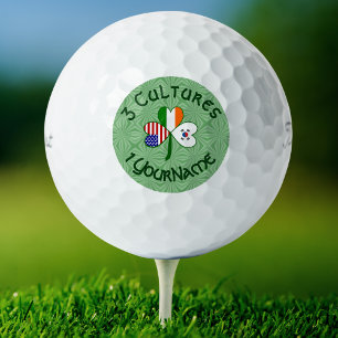 Korean (South) Irish USA Flags Shamrock Golf Ball