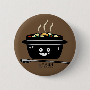 Korean Spicy soft Tofu Stew soup Sundubu jjigae 6 Cm Round Badge