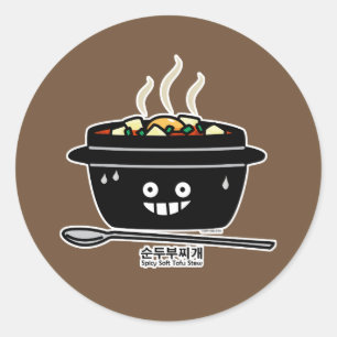 Korean Spicy soft Tofu Stew soup Sundubu jjigae Classic Round Sticker