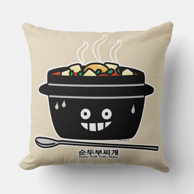 Korean Spicy soft Tofu Stew soup Sundubu jjigae Cushion (Front)