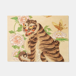 Korean Striped Tiger Vintage Minhwa  Doormat
