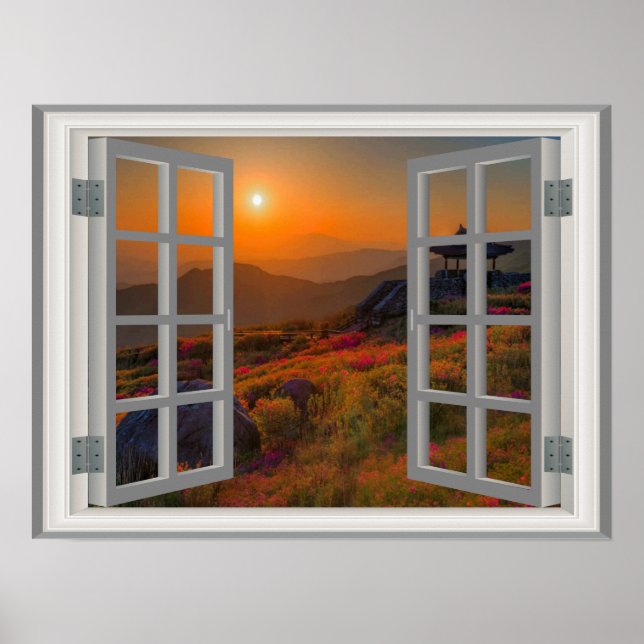 Korean Temple 🍂 Fake Window Frame Poster (Front)