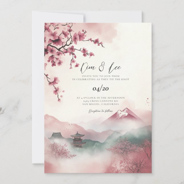 Korean Traditional Landscape Wedding Invitation (Front)