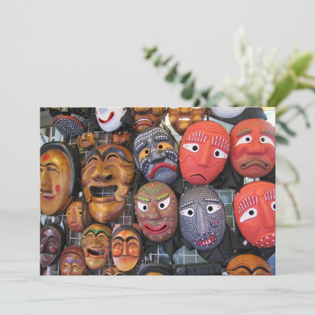 Korean Traditional Masks for Performance | 한국 전통 탈 Holiday Card (Standing Front)