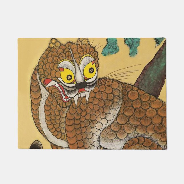 Korean Ugly Tiger Folk Minhwa Doormat (Front)
