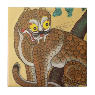 Korean Ugly Tiger Folk Minhwa Tile