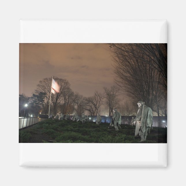 Korean War Memorial Washington Monument night Magnet (Front)