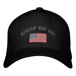 Korean War Vet with American Flag Embroidered Hat