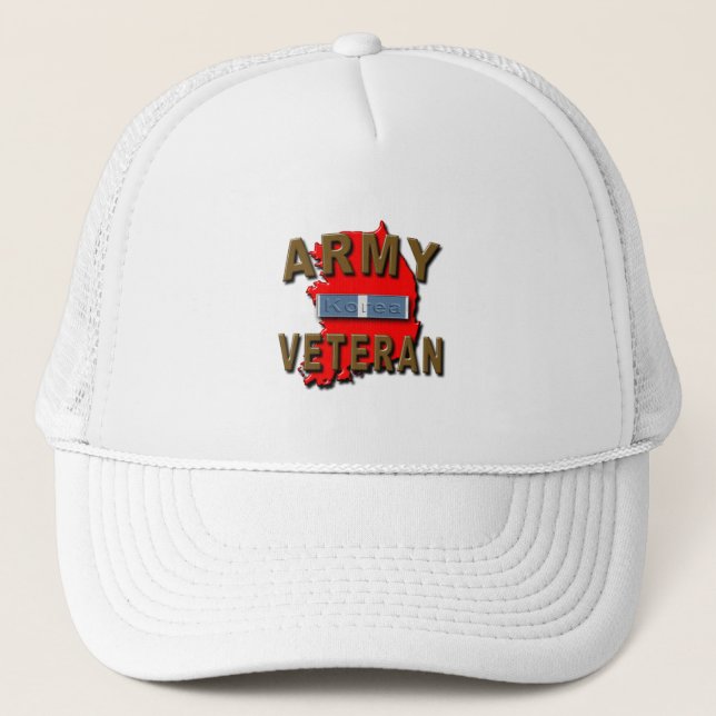 Korean+War Veteran Service Ribbon, ARMY Trucker Hat (Front)